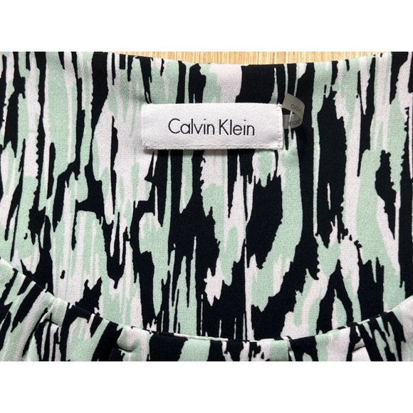 Calvin Klein - Women's Sleeveless Printed Blouse - Black/Mint/White - Small - Picture 7 of 13